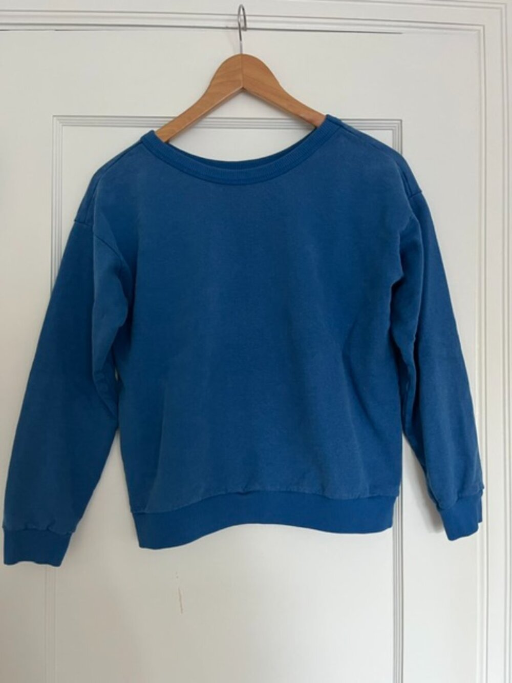 Jungmaven Crewneck Crux Cropped Sweatshirt in Royal Blue | Size Medium